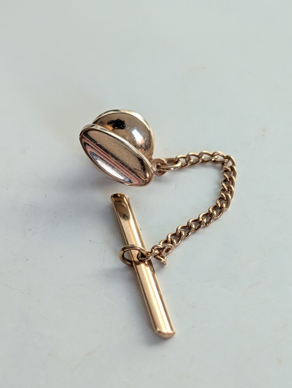 Vintage Estate Signed Swank Gold Tone Minimalist Oval Tie Tack